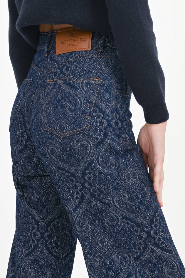Etro Jaquard Schlaghose in Denim
