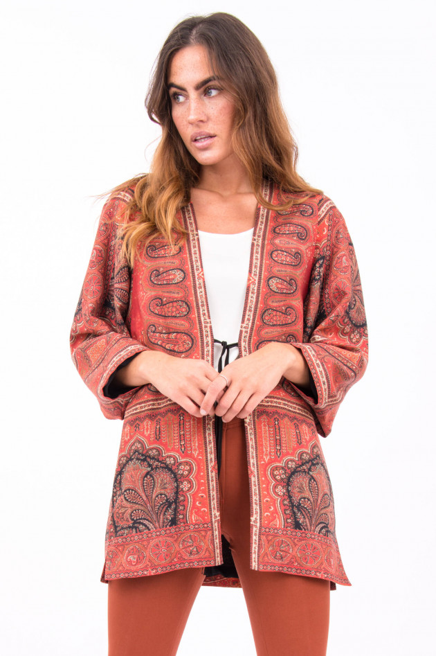 Etro Kimono-Jacke im Paisley-Design in Orangerot