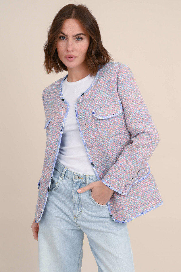 Etro Tweed-Jacke in Rosa/Hellblau