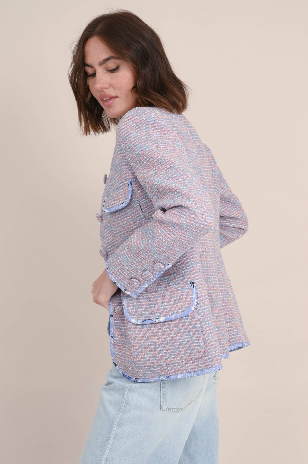 Etro Tweed-Jacke in Rosa/Hellblau