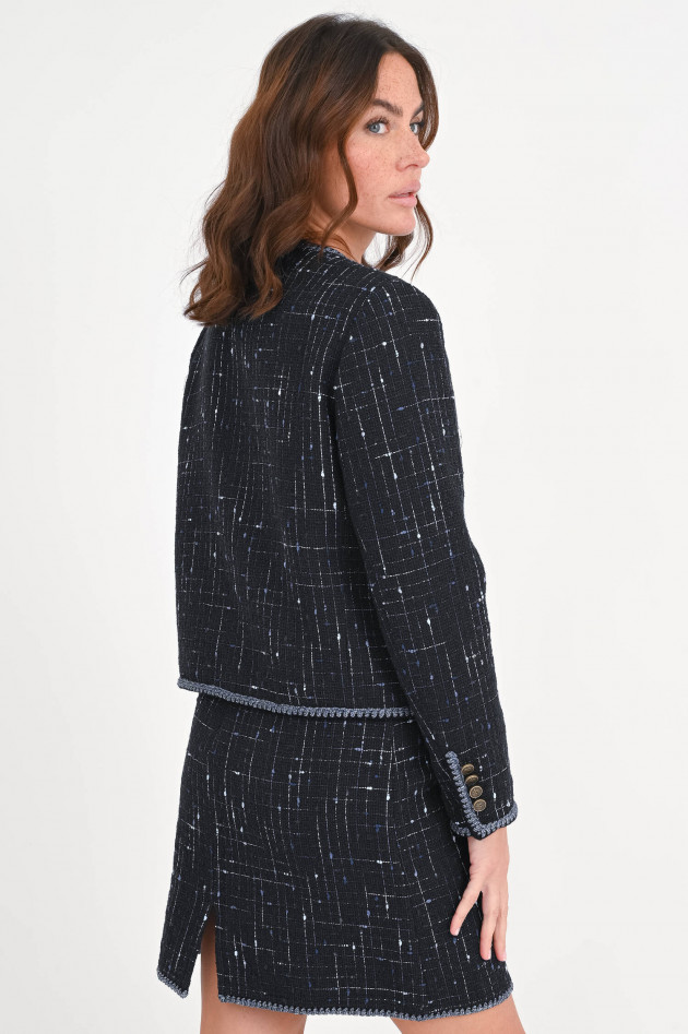 Etro Jacke aus Tweed-Bouclé in Schwarz/Blau