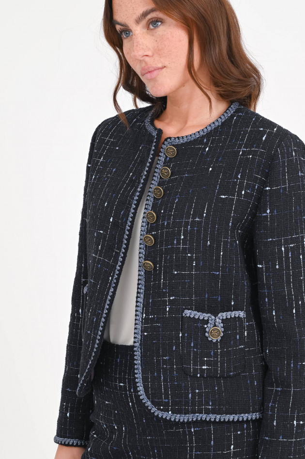 Etro Jacke aus Tweed-Bouclé in Schwarz/Blau