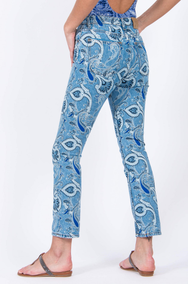 Etro Jeans mit Paisley-Druck in Hellblau/Weiß gemustert