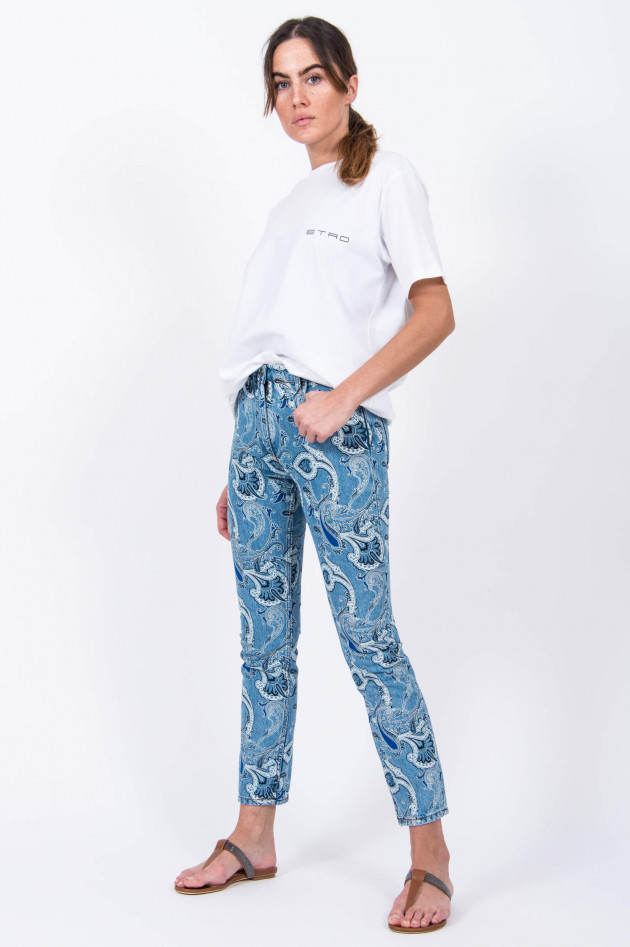 Etro Jeans mit Paisley-Druck in Hellblau/Weiß gemustert