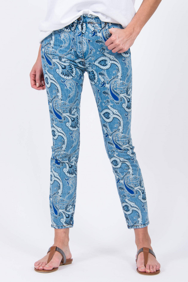 Etro Jeans mit Paisley-Druck in Hellblau/Weiß gemustert