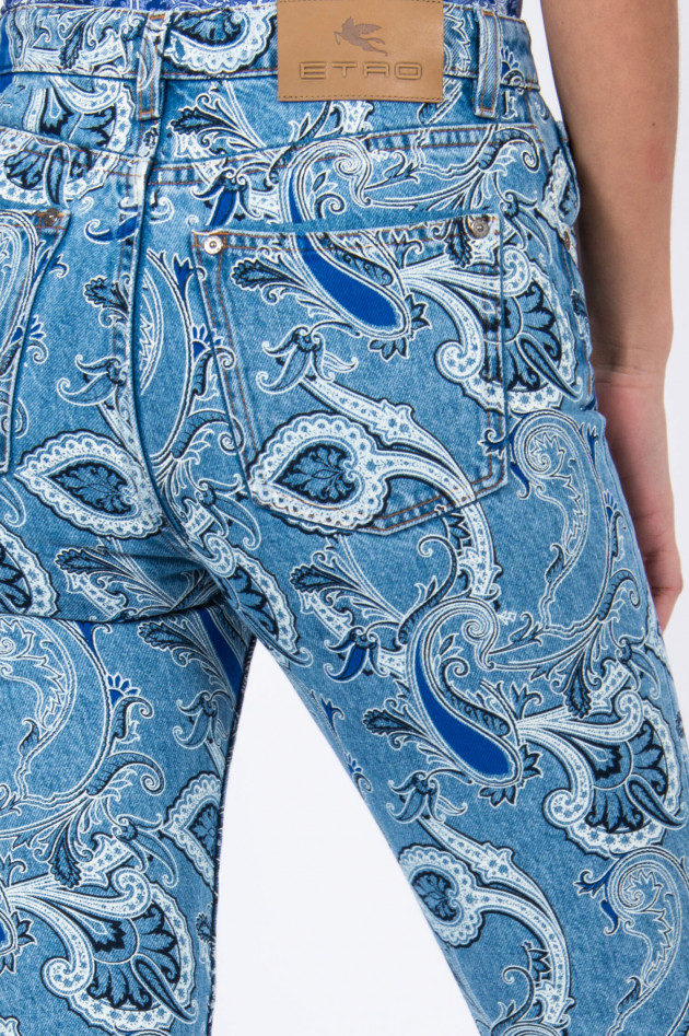 Etro Jeans mit Paisley-Druck in Hellblau/Weiß gemustert