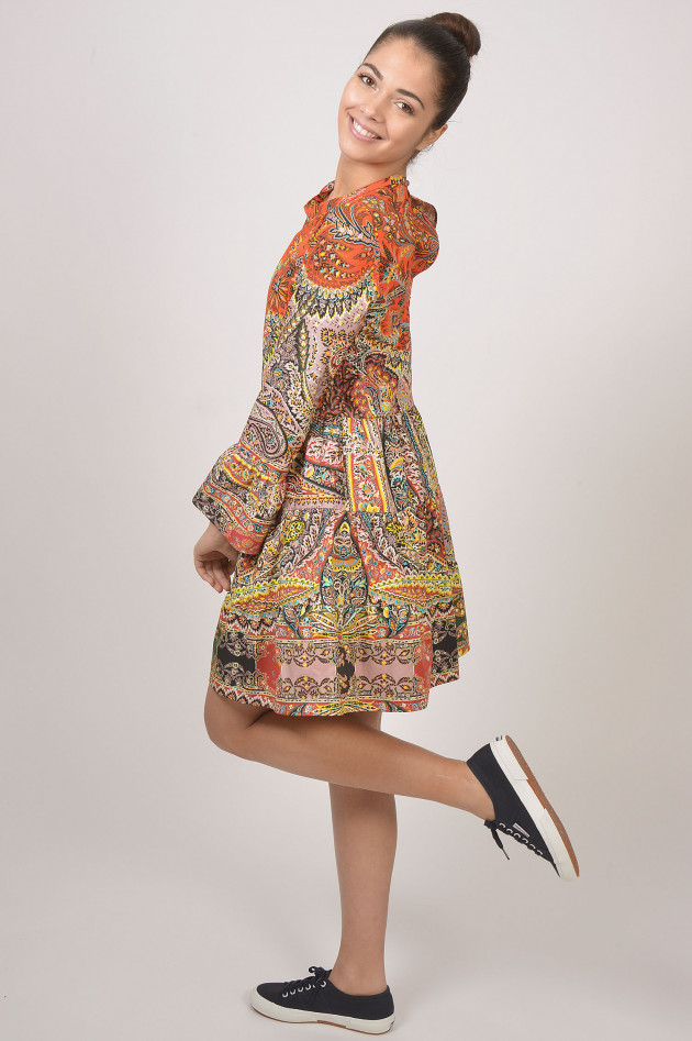 Etro Kleid aus Baumwolle in Orange gemustert