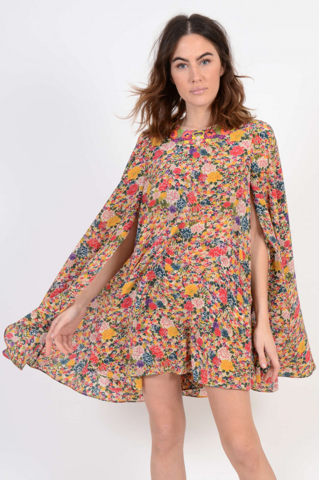 Etro Cape Kleid Floral gemustert in Gelb/Rot