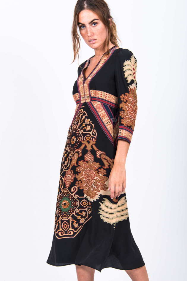 Etro Midi-Kleid im Ethno-Look in Schwarz