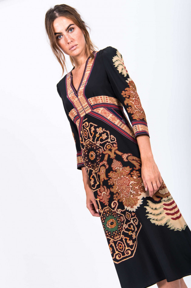 Etro Midi-Kleid im Ethno-Look in Schwarz