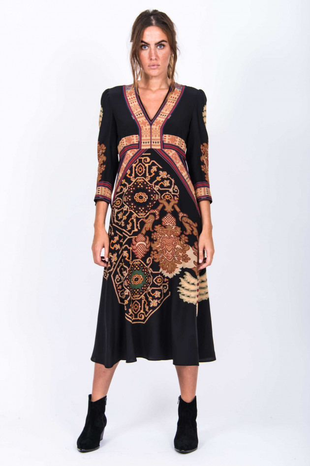 Etro Midi-Kleid im Ethno-Look in Schwarz