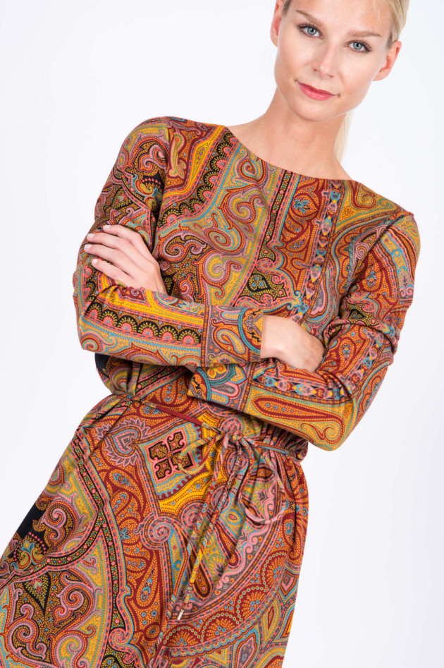 Etro Langarm-Kleid mit Paisley-Print in Rot