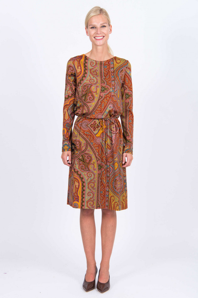 Etro Langarm-Kleid mit Paisley-Print in Rot