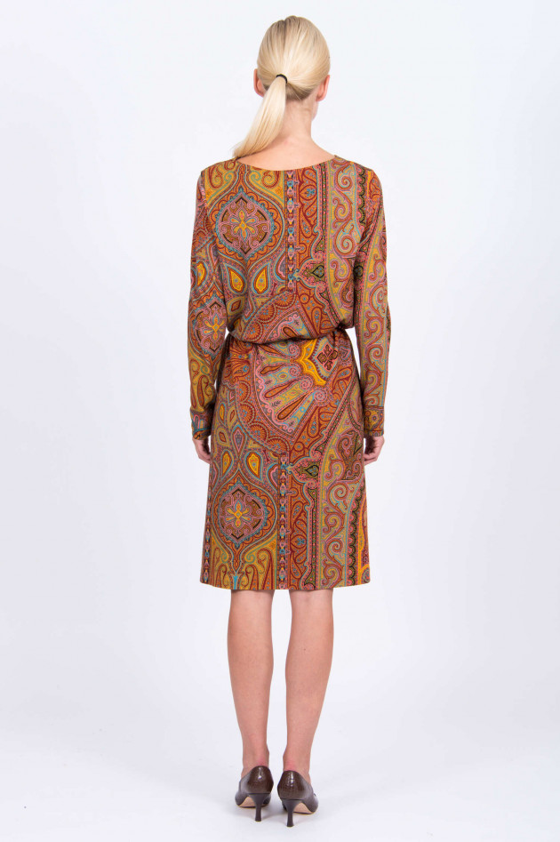 Etro Langarm-Kleid mit Paisley-Print in Rot