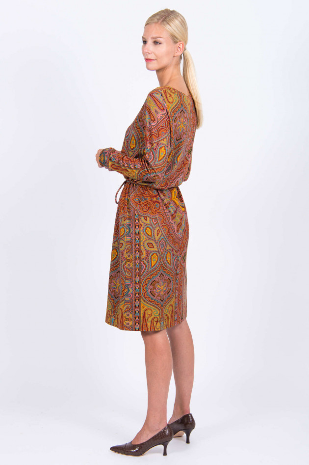 Etro Langarm-Kleid mit Paisley-Print in Rot