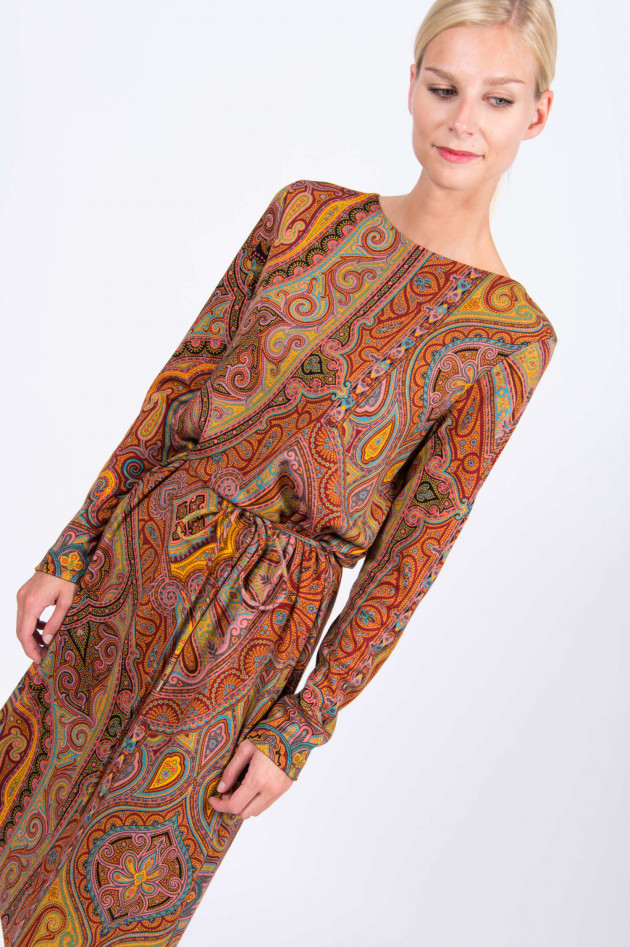 Etro Langarm-Kleid mit Paisley-Print in Rot