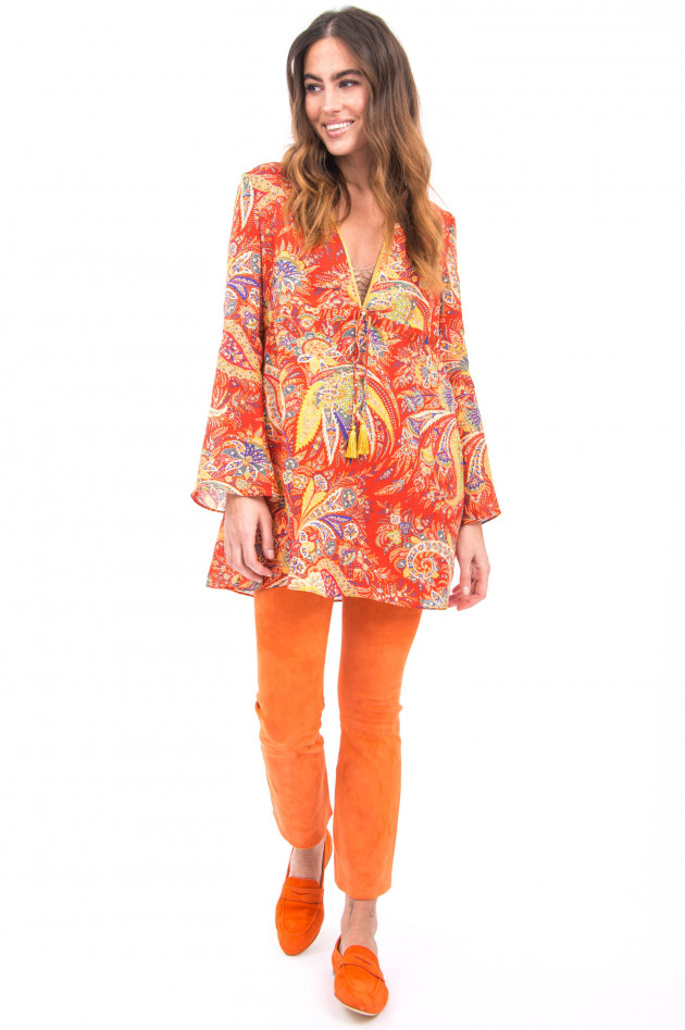 Etro Kleid mit weitem V-Ausschnitt in Orange