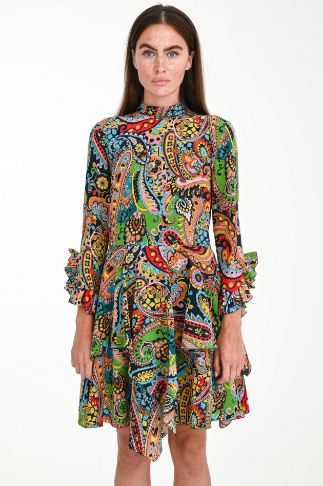 Etro Asymmetrisches Seidenkleid in Multicolor