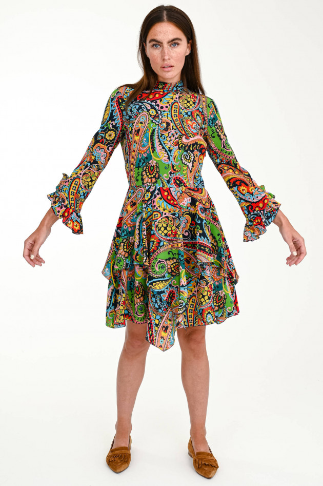 Etro Asymmetrisches Seidenkleid in Multicolor