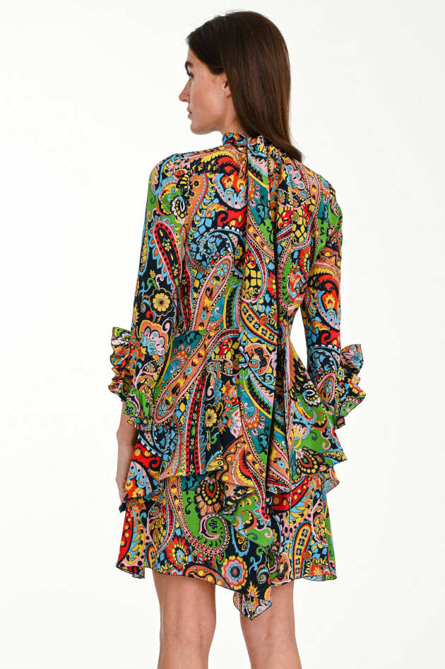 Etro Asymmetrisches Seidenkleid in Multicolor