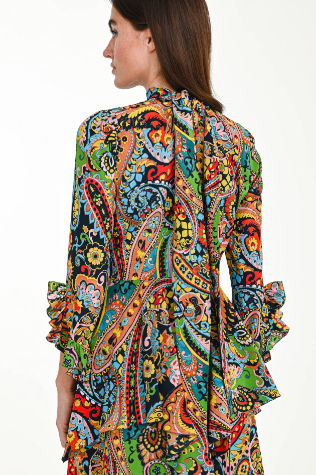 Etro Asymmetrisches Seidenkleid in Multicolor