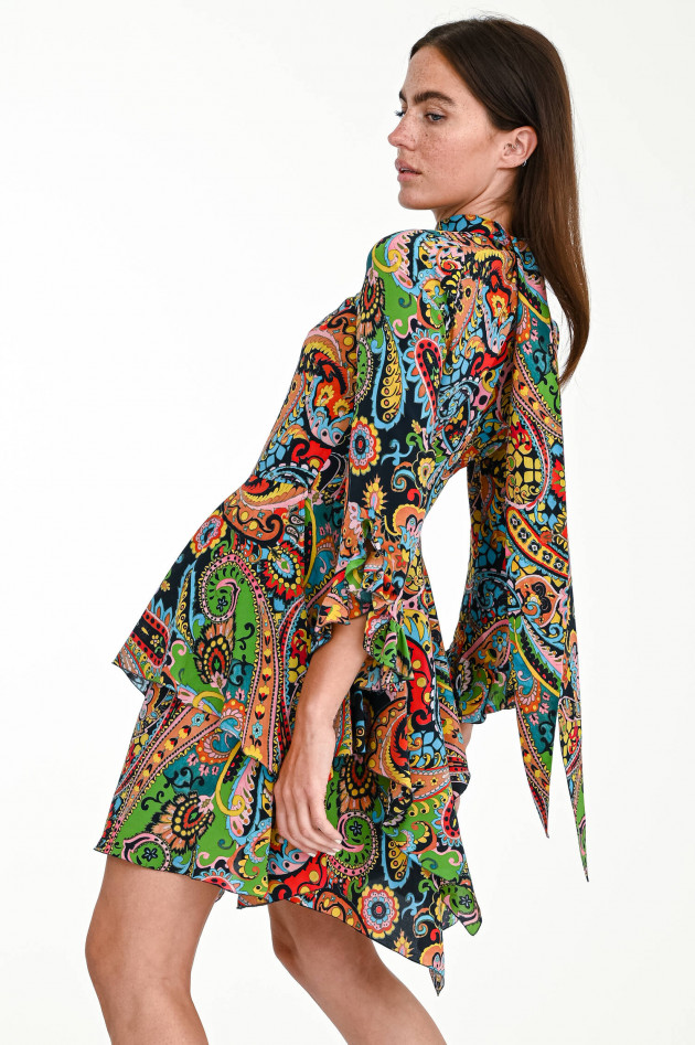 Etro Asymmetrisches Seidenkleid in Multicolor