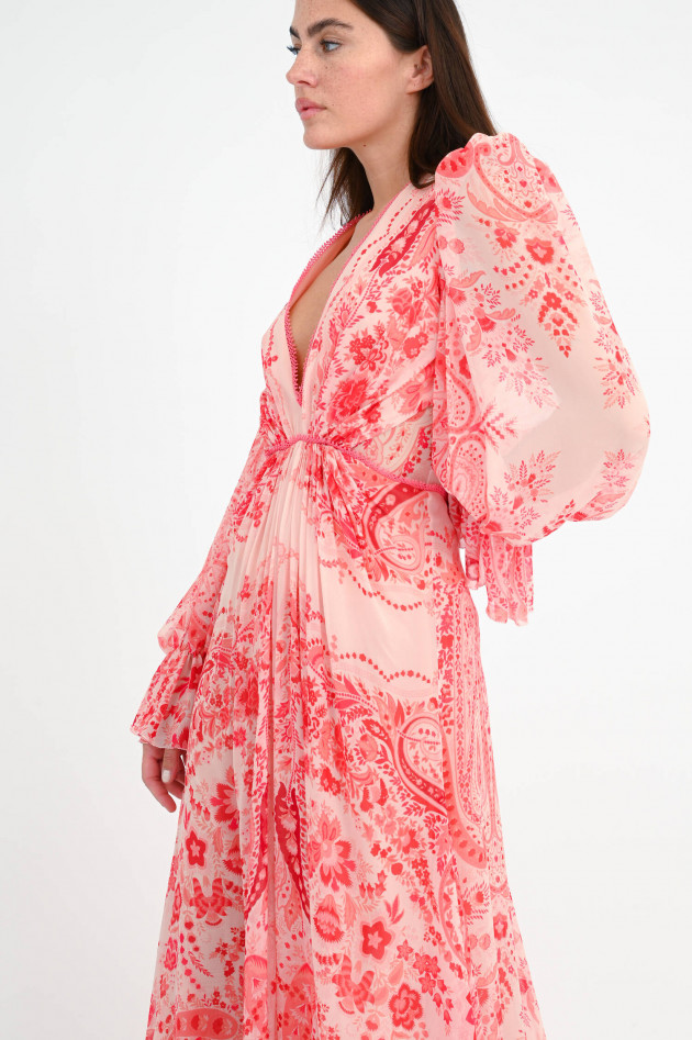 Etro Maxi Seidenkleid mit Paisley-Print in Rosa/Rot