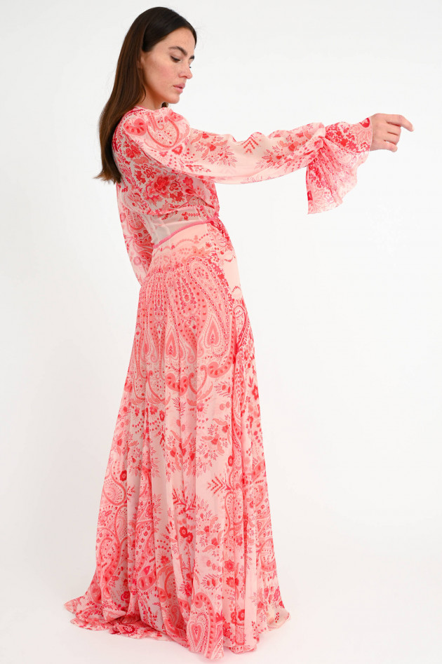 Etro Maxi Seidenkleid mit Paisley-Print in Rosa/Rot