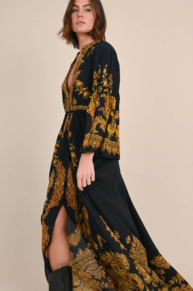 Etro Maxi Seidenkleid mit Paisley Print in Schwarz