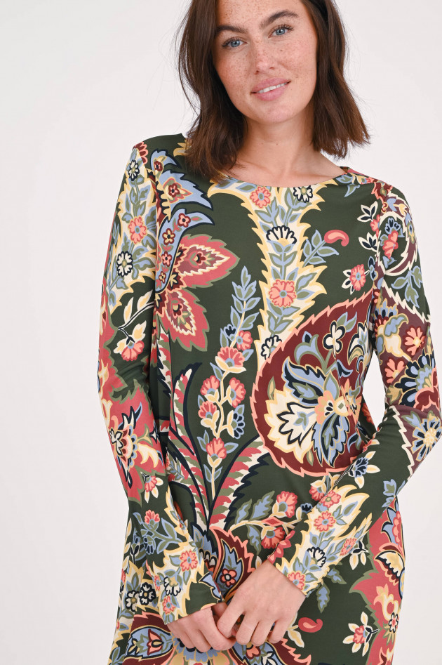 Etro Midi-Kleid mit Allover-Print in Grün/Multicolor