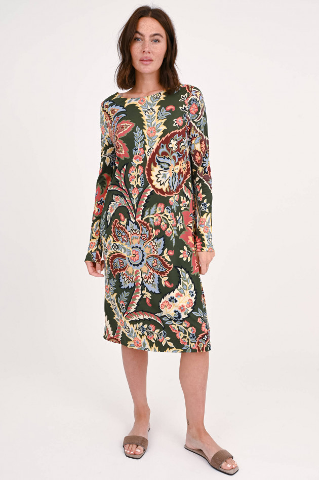 Etro Midi-Kleid mit Allover-Print in Grün/Multicolor