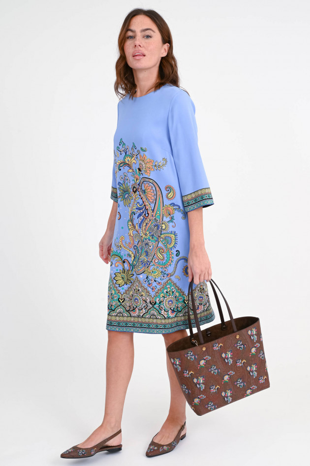 Etro Kleid mit floralem Print in Hellblau/Multicolor