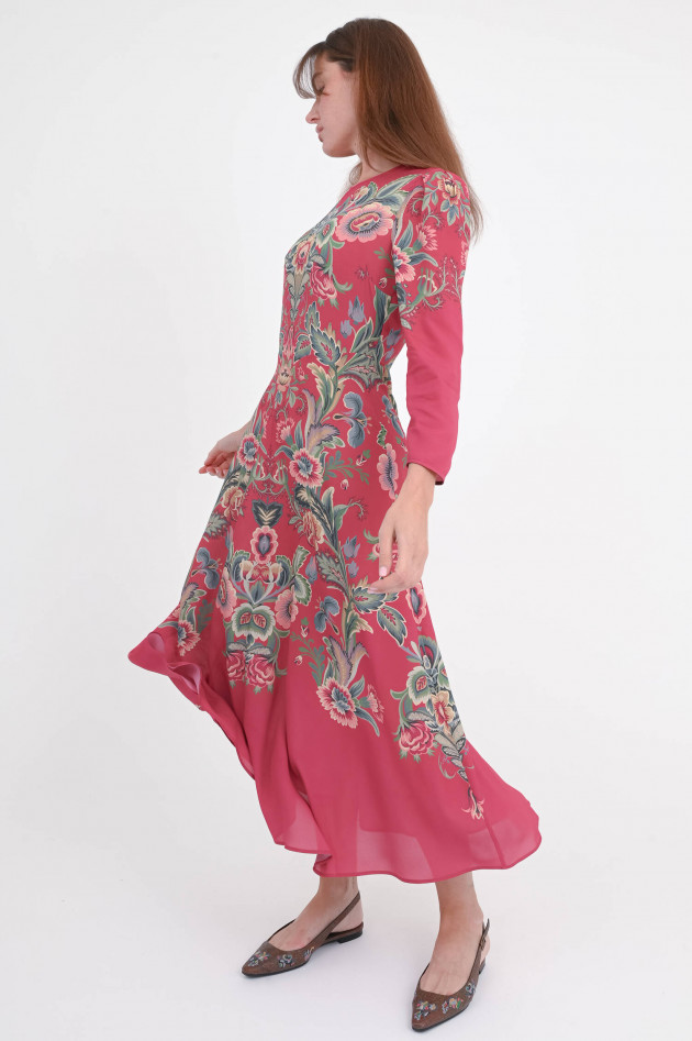 Etro Gemustertes Midi-Kleid in Dunkelrot/Multicolor