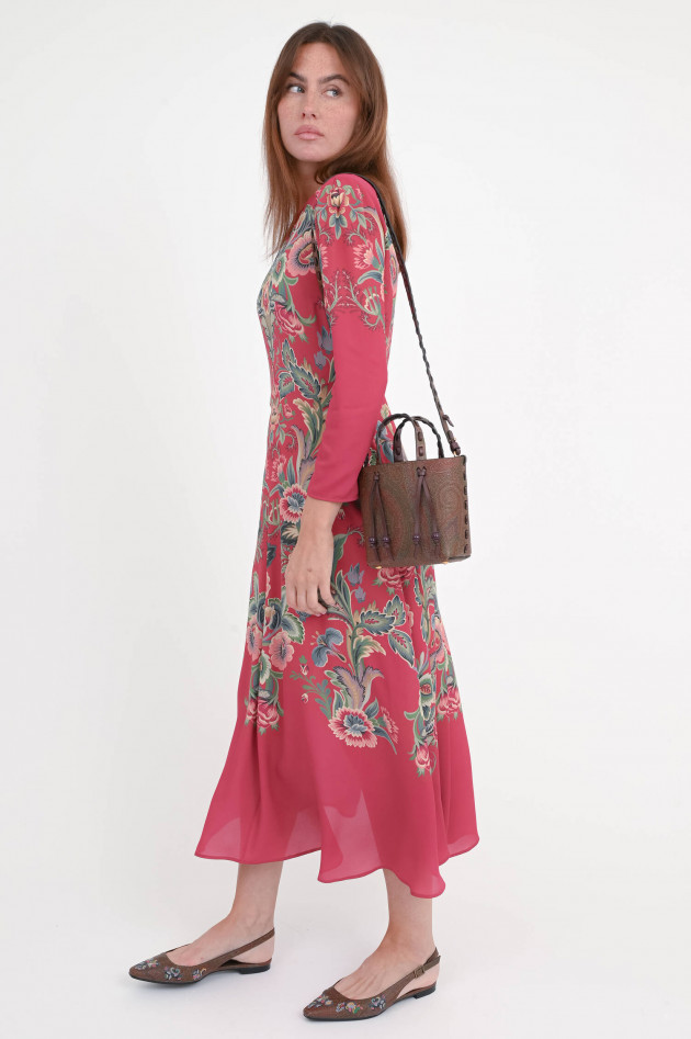 Etro Gemustertes Midi-Kleid in Dunkelrot/Multicolor