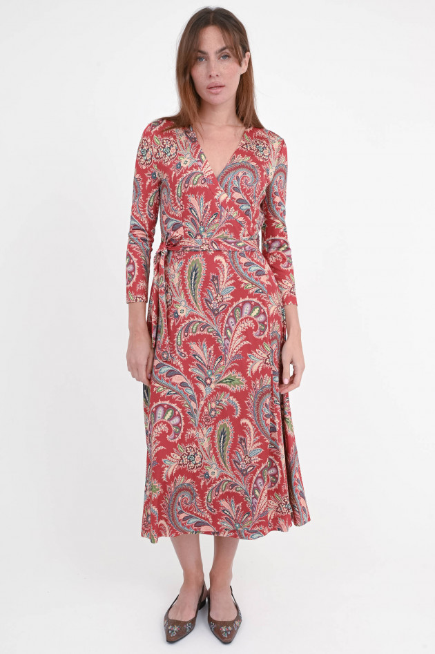 Etro Gemustertes Midi-Kleid in Dunkelrot/Multicolor