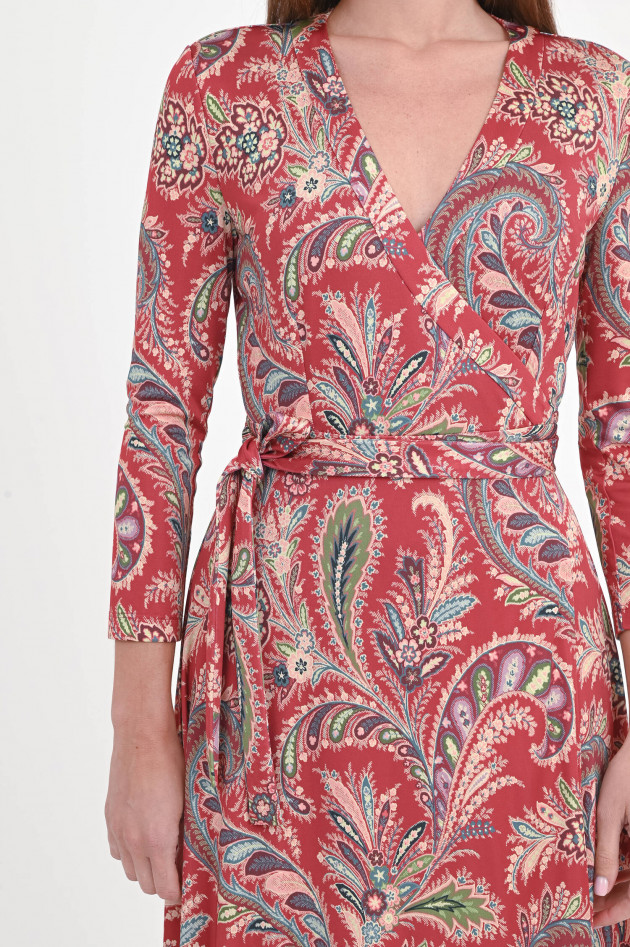 Etro Gemustertes Midi-Kleid in Dunkelrot/Multicolor