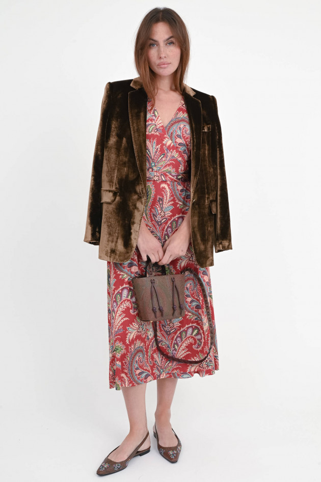 Etro Gemustertes Midi-Kleid in Dunkelrot/Multicolor
