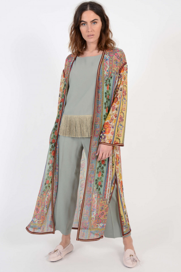 Etro Kimono aus Seide in Lila/Gelb gemustert