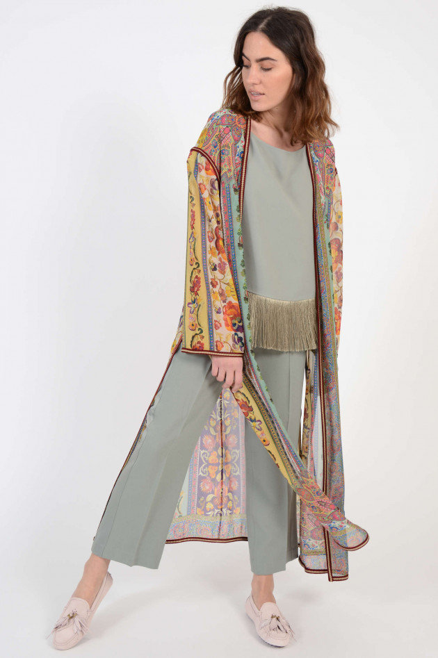 Etro Kimono aus Seide in Lila/Gelb gemustert