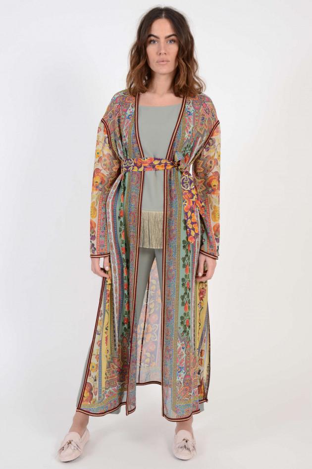 Etro Kimono aus Seide in Lila/Gelb gemustert