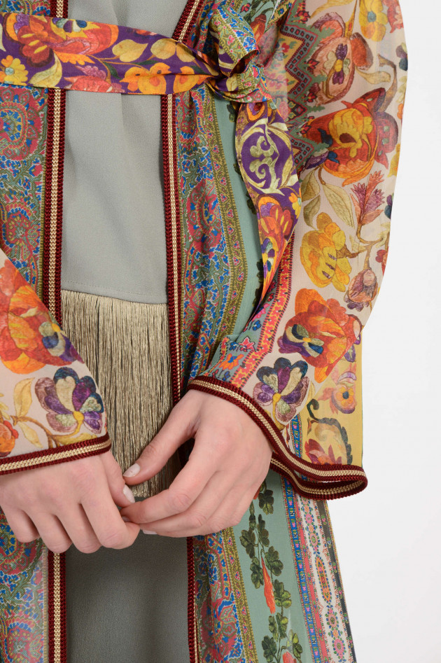 Etro Kimono aus Seide in Lila/Gelb gemustert