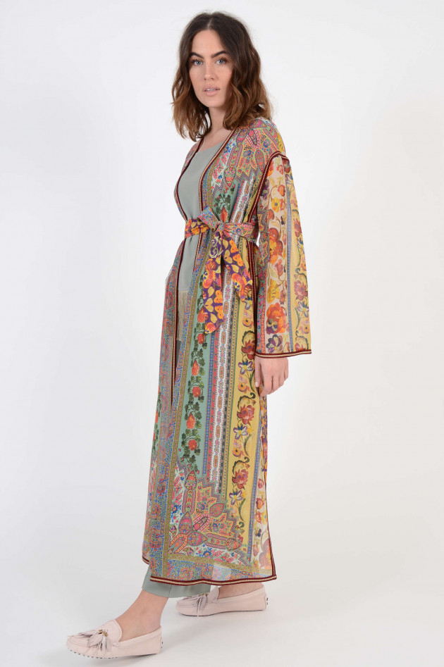 Etro Kimono aus Seide in Lila/Gelb gemustert