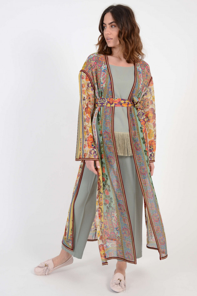 Etro Kimono aus Seide in Lila/Gelb gemustert