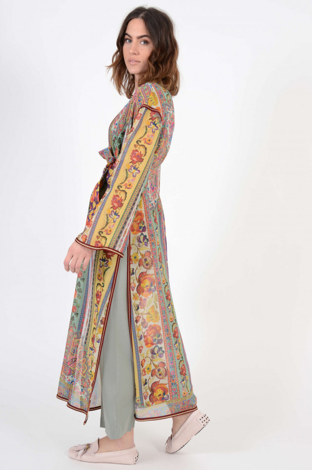 Etro Kimono aus Seide in Lila/Gelb gemustert