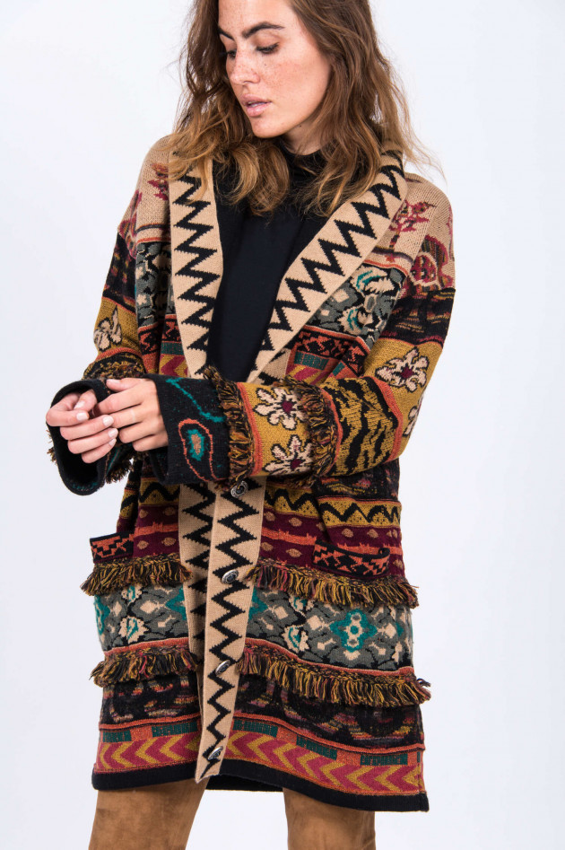 Etro Strickmantel mit Fransen im Ethno-Look