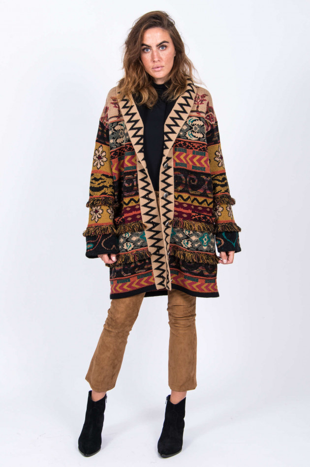 Etro Strickmantel mit Fransen im Ethno-Look