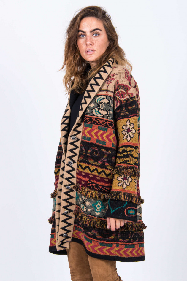 Etro Strickmantel mit Fransen im Ethno-Look