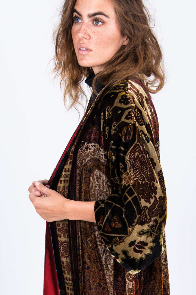 Etro Samt-Kimono in Oliv/Schwarz