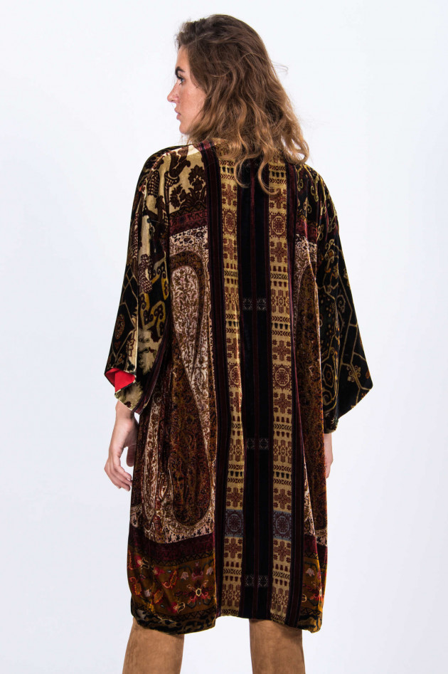 Etro Samt-Kimono in Oliv/Schwarz