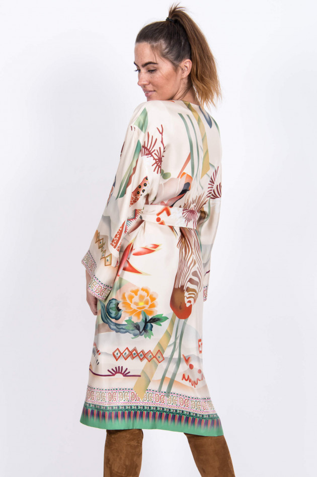 Etro Seiden-Kimono in Natur gemustert